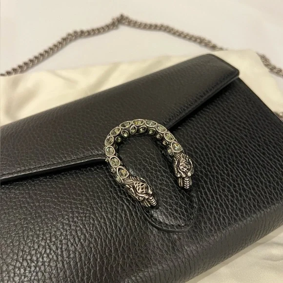 GUCCI Dionysus Mini Leather Chain Wallet in Black - Picture 2 of 4